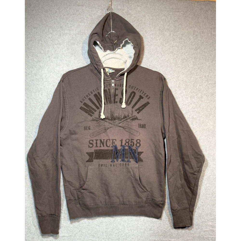 Blue‎ 84 Minnesota Hoodie Men's Small Dark Brown Graphic Print Logo Quarter Zip